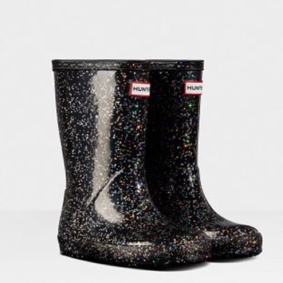 Toddler Hunter Black Glitter Boots 